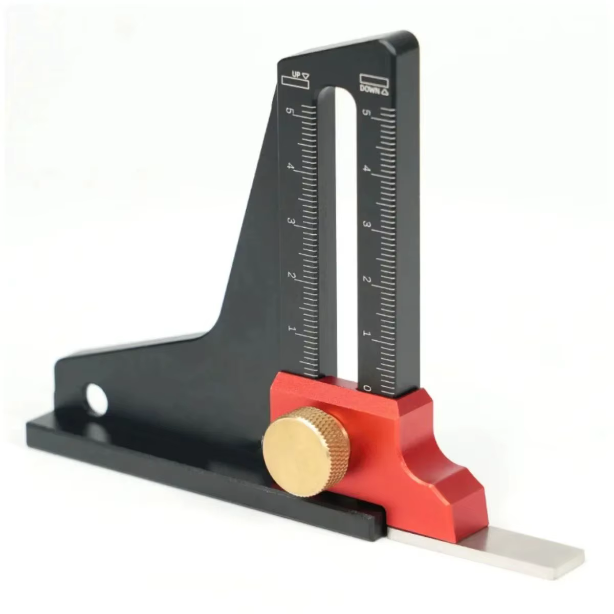 Jauge de profondeur pour scie à table 0-50 mm en aluminium réglable avec verrouillage pour réglage de la hauteur