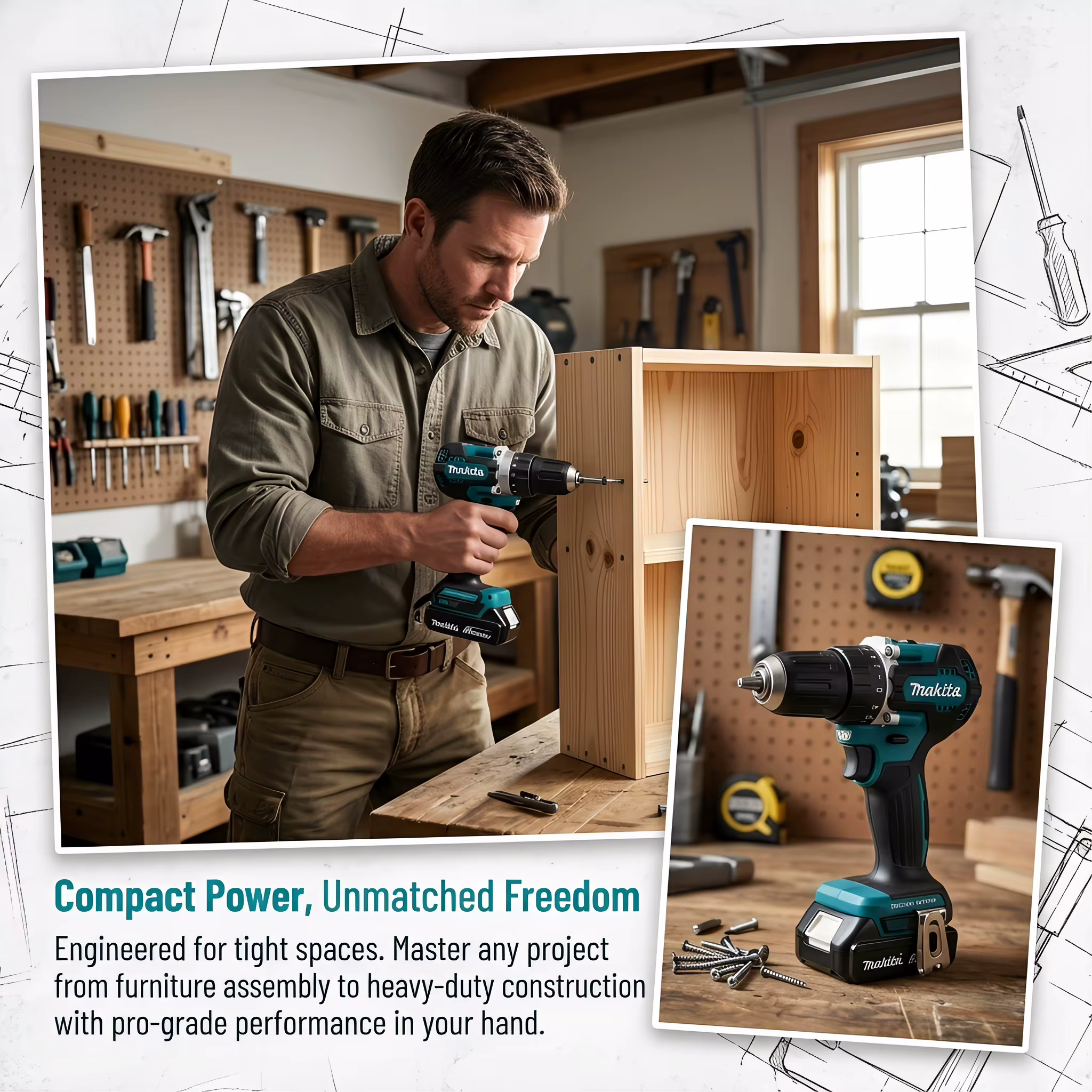 Makita Original. Perceuse-visseuse sans fil DDF487, visseuse à percussion électrique sans balais, outil électrique rechargeable 18V
