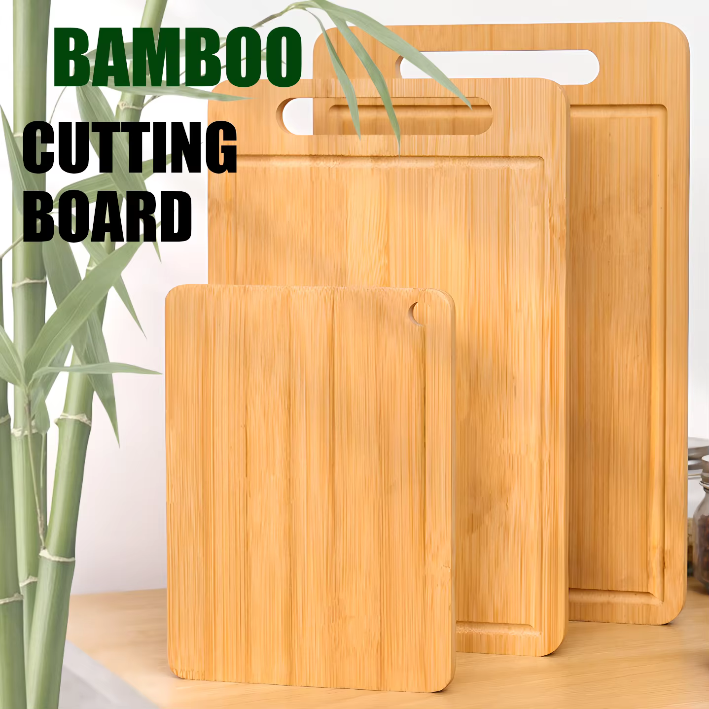 Planche à découper en bois, planche à découper de cuisine pour viande, entièrement en bambou, Table à découper des aliments, pan