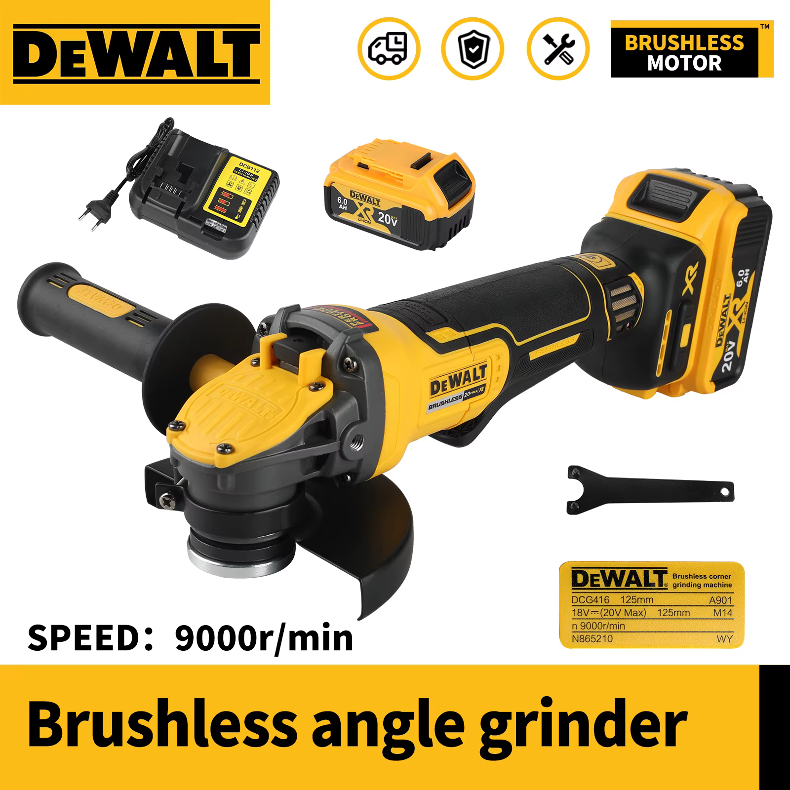 Meuleuse d'angle sans fil Dewalt 20V Max XR Brushless - 125 mm