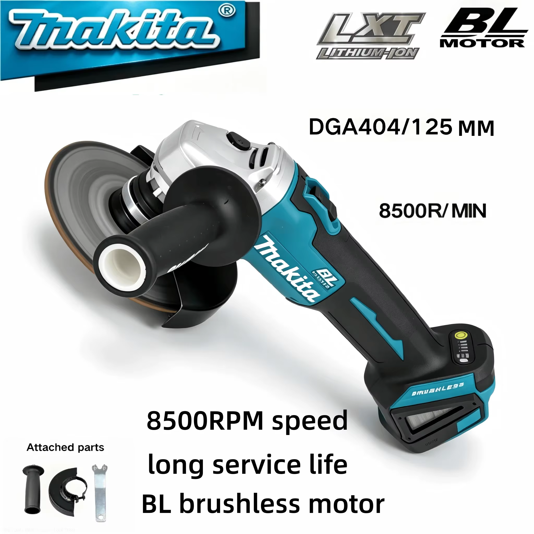 Meuleuse d'angle sans fil Makita DGA404 18V LXT 125mm à couple élevé pour découpe