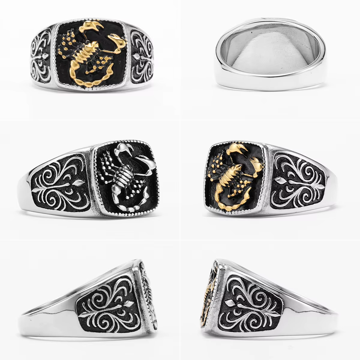 Scorpion-Bagues carrées en acier inoxydable pour hommes et femmes, Punk, Bijoux fantaisie, Cadeau créatif, Vente en gros, Dropshipping, Nouveau