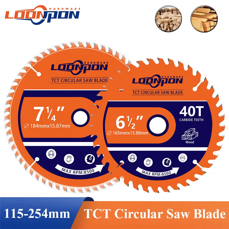 Loonpon TCT lame de scie circulaire en carbure disques de roue disque de coupe du bois 115 140 165 184 254mm