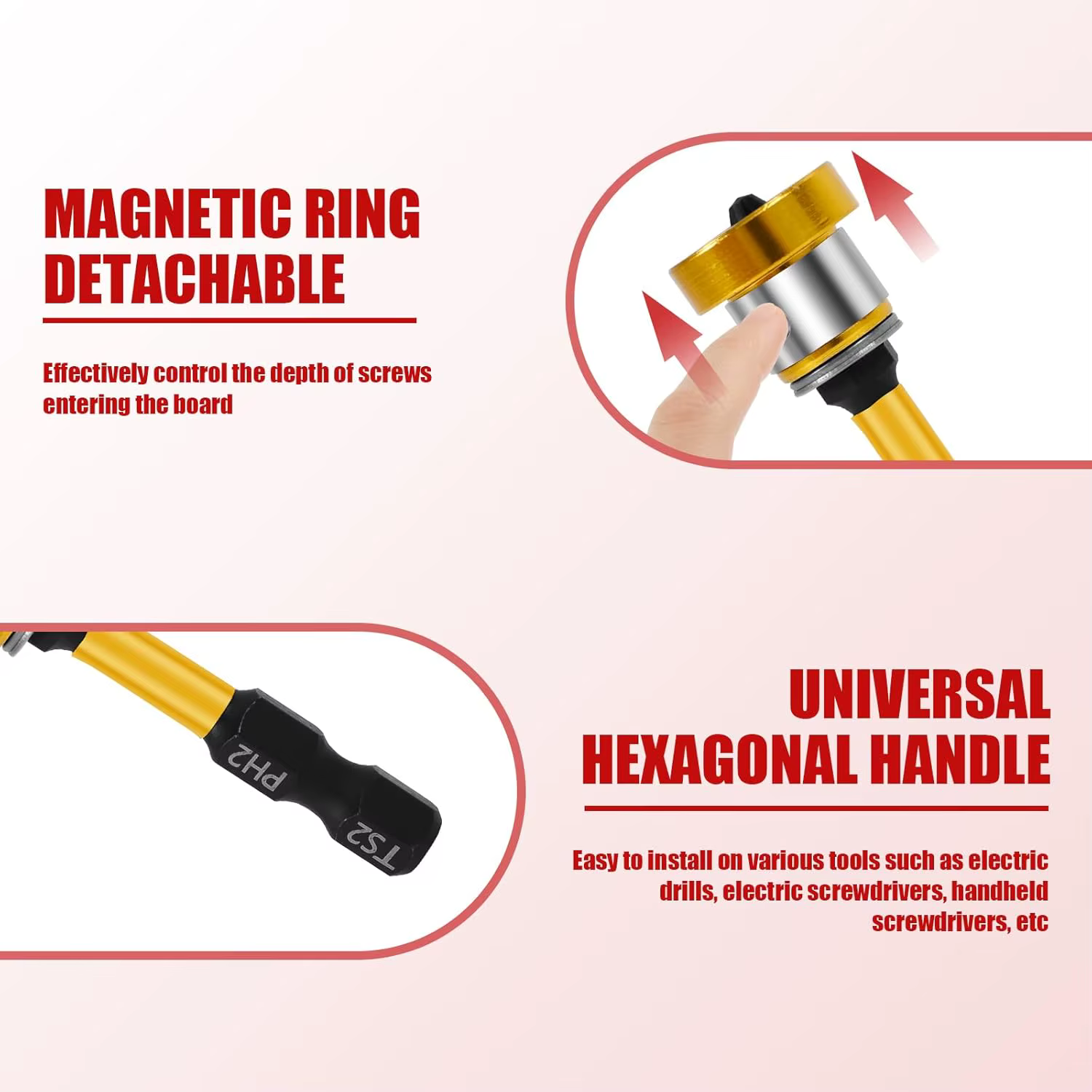 Embouts de vis pour plaques de plâtre, embout de tournevis à positionnement magnétique, tige hexagonale de 1/4 pouce, outils de pose de vis pour cloisons sèches