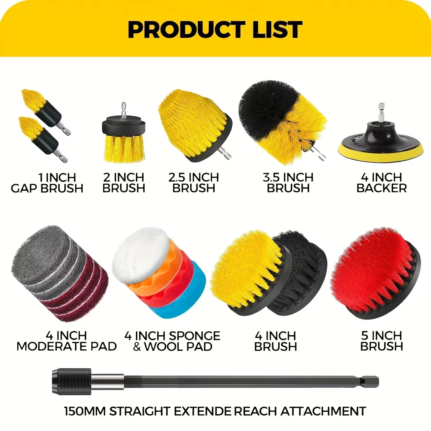 Ensemble d'accessoires de brosse de forage multi-usages