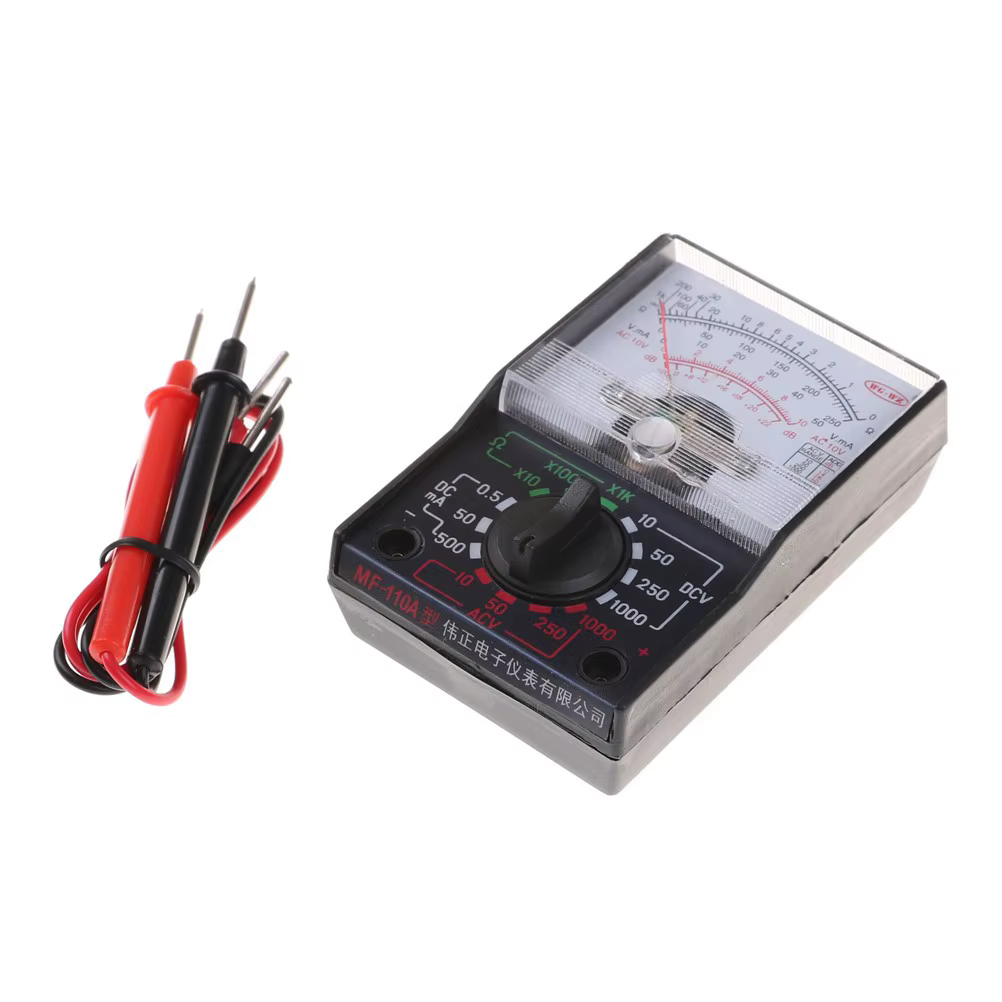MF-110A Multimètre analogique AC/DC avec stylo de test Dc/ac 250V 1000V Voltmètre 250ma Ampèremètre Analogique Multimètre Testeur Mf-110a