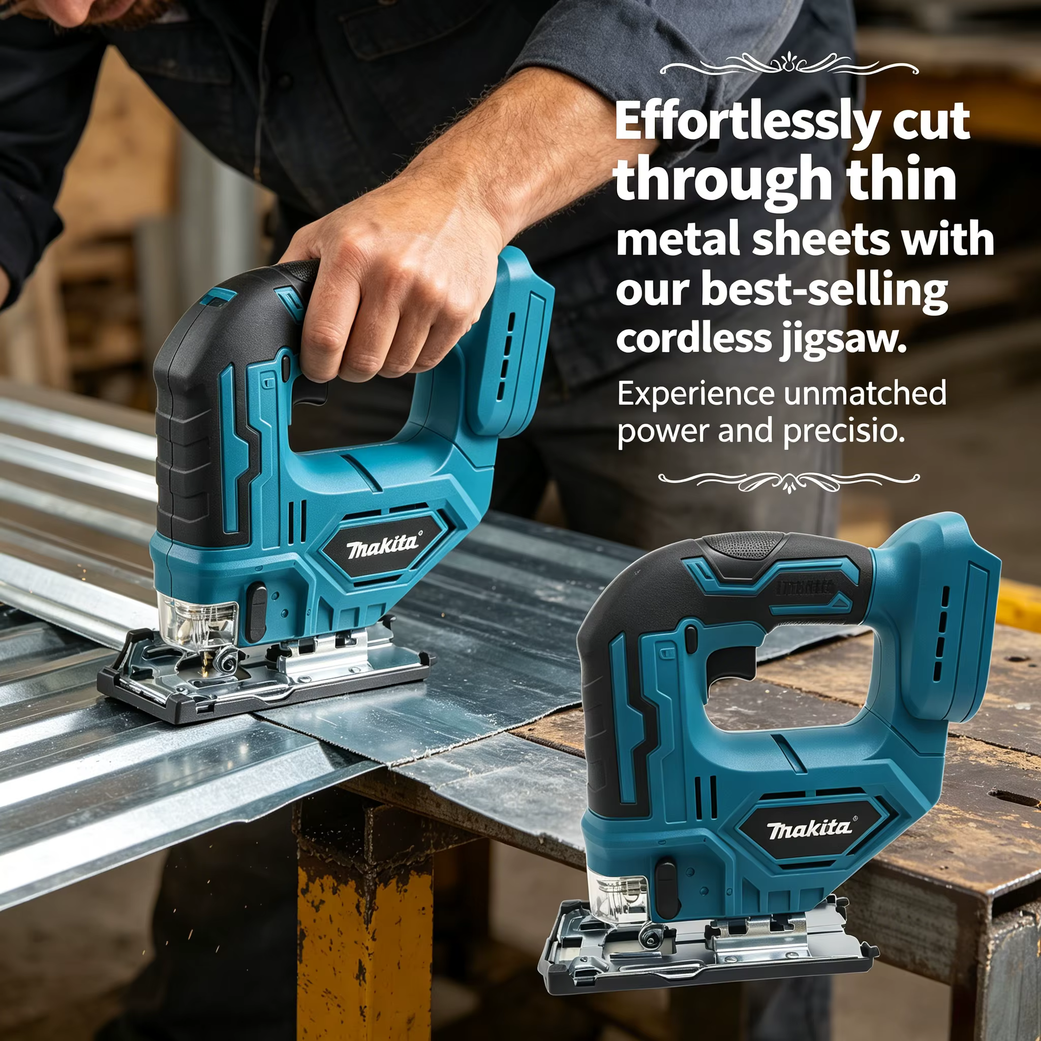 Scie sauteuse sans fil Makita DJV182Z 18V au lithium avec poignée ergonomique pour la coupe du bois et du métal (outil nu)
