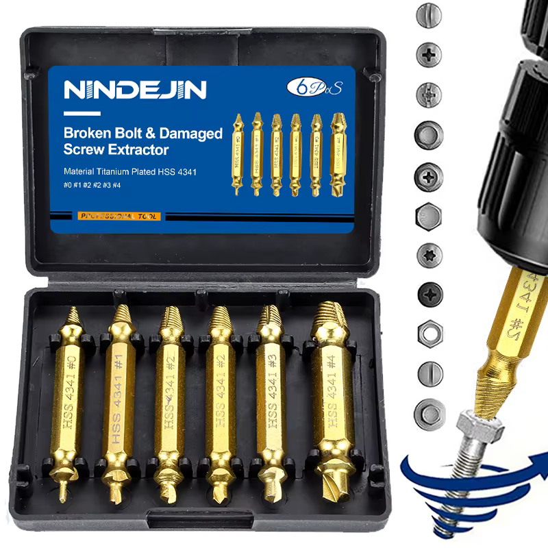 NINDEJIN 4/5/6 pièces extracteur de vis endommagé foret