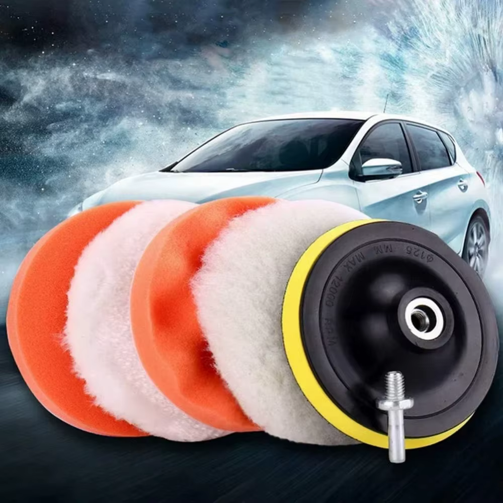 Kit de tampons de polissage pour voiture 3/4/5 pouces – Disques en laine et mousse pour perceuse