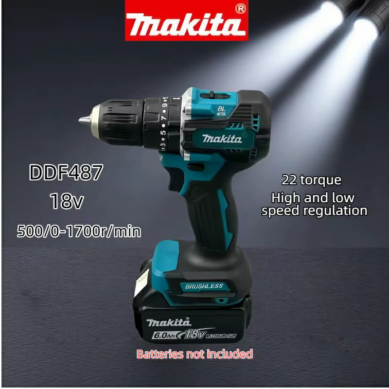 Makita DDF487 Perceuse à percussion sans fil 18V sans balais 10 mm : Outil électrique rechargeable à couple élevé (machine uniquement)
