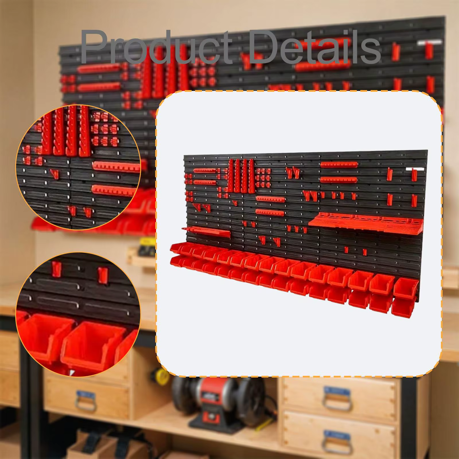 Organisateur d'outils mural en plastique ABS avec tiroirs pour garage et atelier