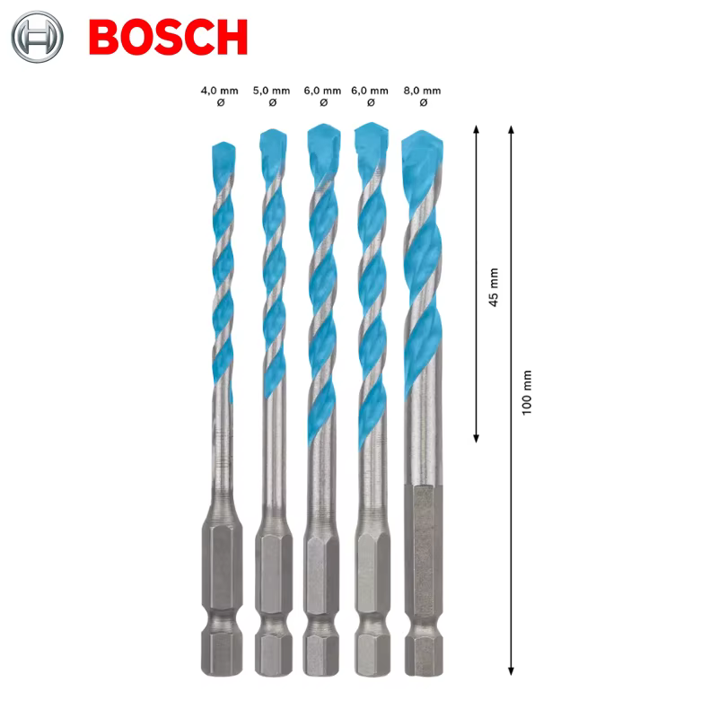 BOSCH – ensemble de 5 forets multi-construction EXPERT HEX-9 pour perceuses à percussion