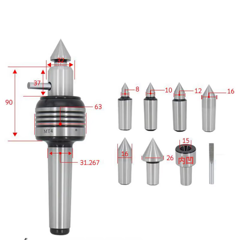 7 pièces MT2 machines-outils MT4 Center tournant à points multiples avec pointes interchangeables tour Live MT3