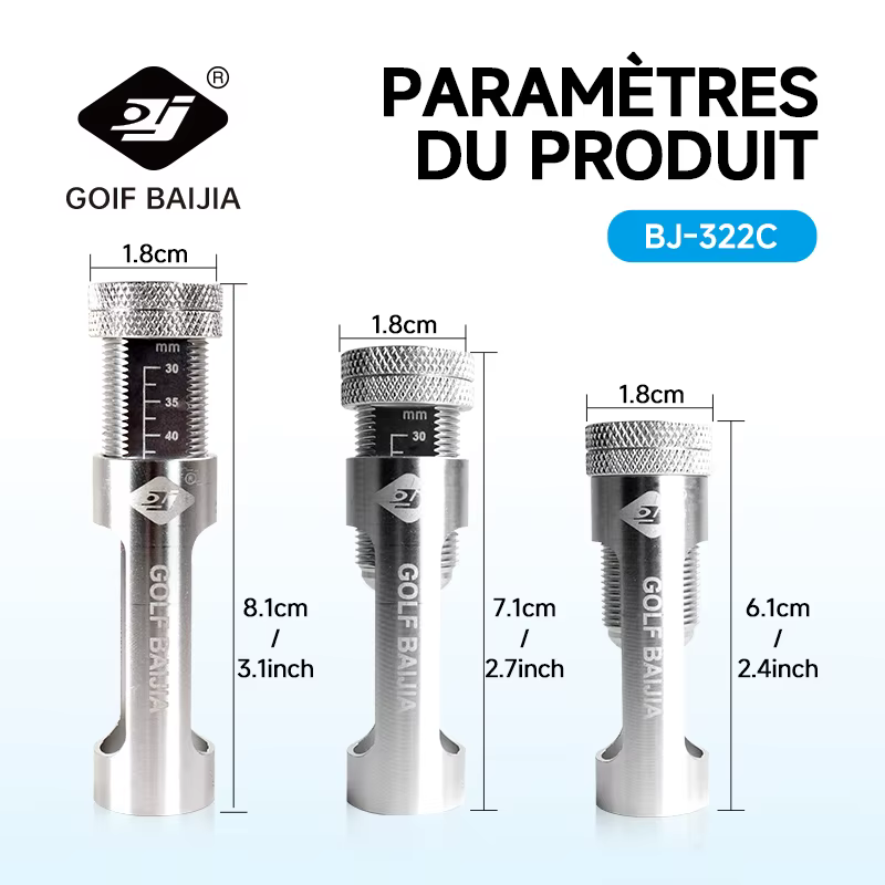 Outil de réglage du tee de golf gris pour une réglage précis de la hauteur afin d'améliorer la distance de vol de la balle