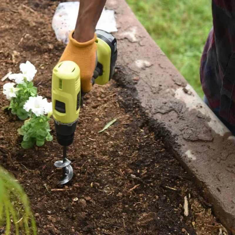 Tarière spirale pour jardinage – Perceuse manuelle ou électrique pour la plantation de fleurs et de légumes – Outil de forage pour l'ameublissement du sol