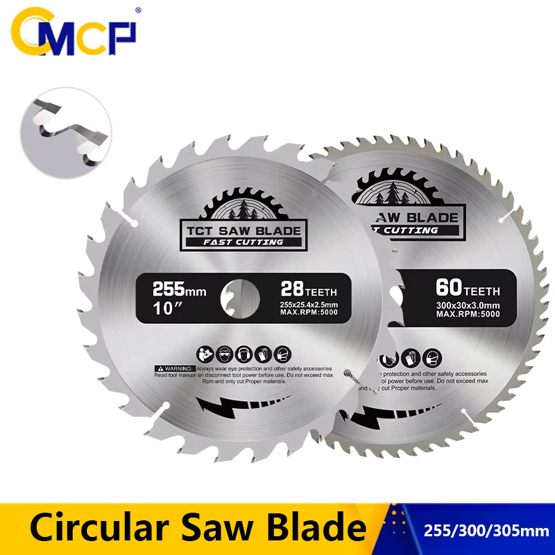 CMCP 1pc TCT lame de scie circulaire 255 300 305mm disque de coupe pour le travail du bois 28T 40T 60T 80T 100T