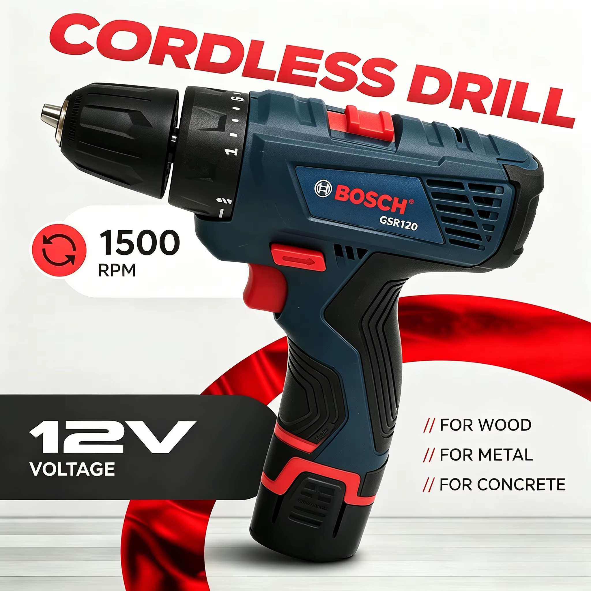Bosch – perceuse électrique professionnelle GSR120-LI 12V