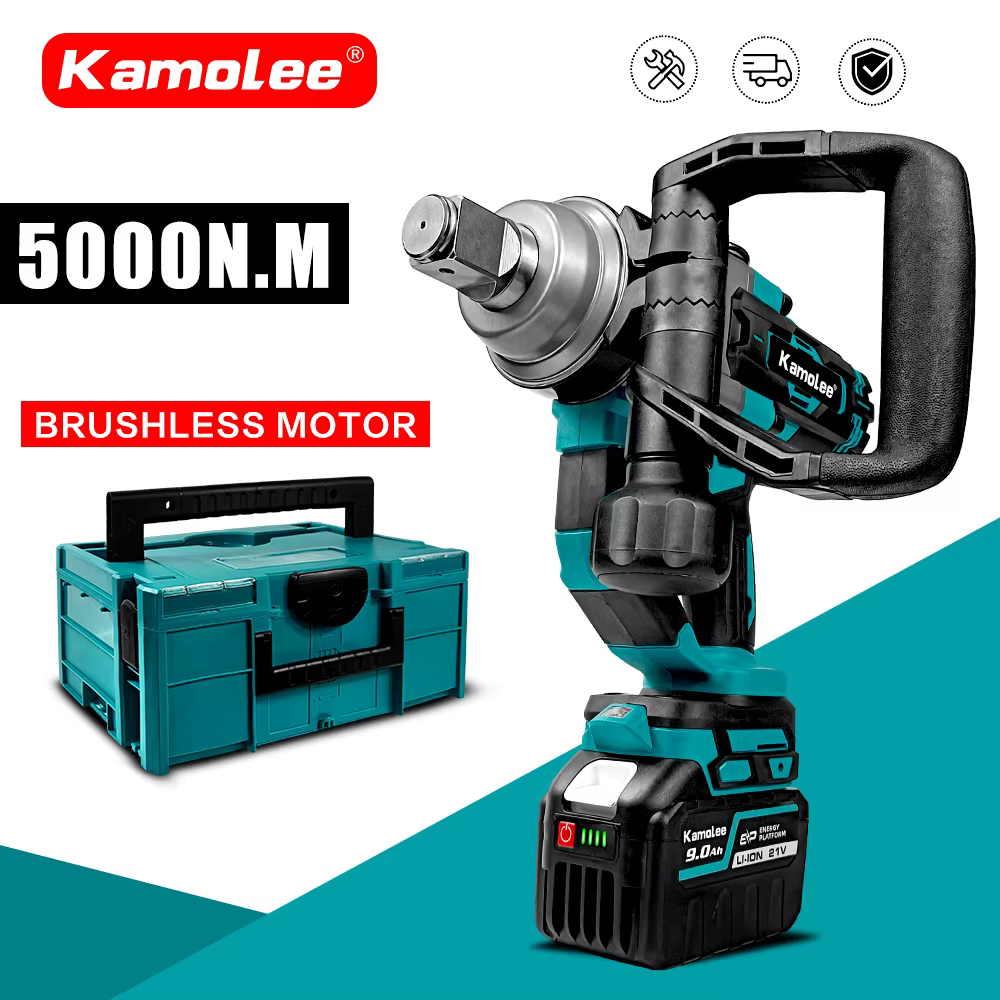 Kamolee 5000 N.M þráðlaus løðingarlykil við høgum drejningsmomenti 1 tumma bustleysur slagskiftilykil bilumvælingaramboð við makita 18V-24V battaríi kompatibelt