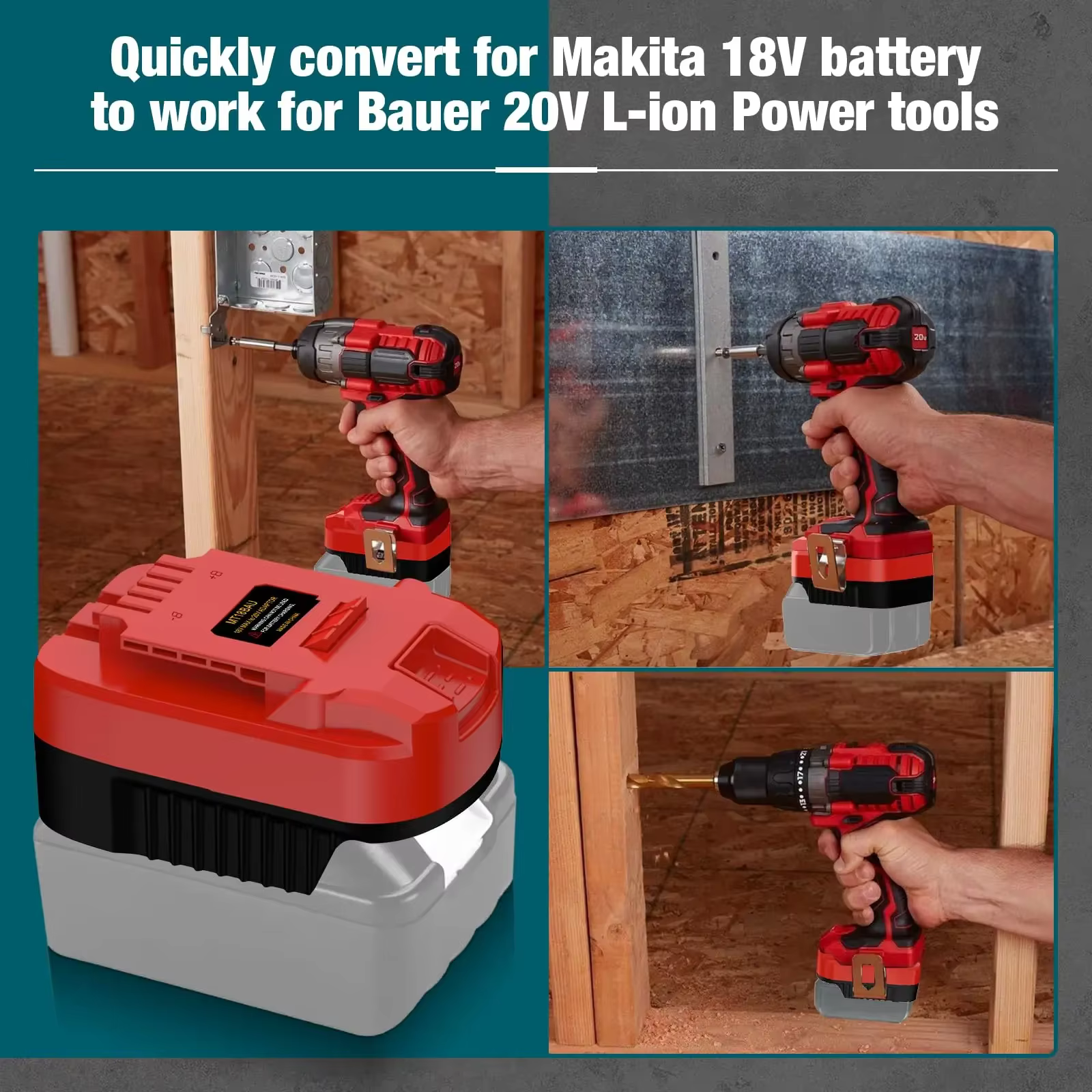 Convertisseur MT18BAU pour outils Bauer 20v
