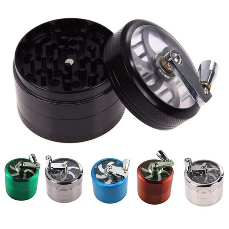Meuleuse à main de 40mm de diamètre avec brosse, 4 parties, stockage d'herbes et de tabac, meuleuses en aluminium, tuyau de fumée, accessoires pour cigarettes