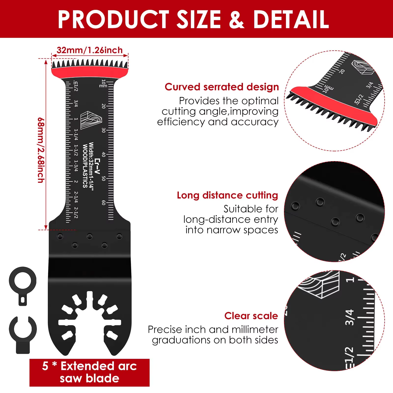 Ensemble de 5 lames de scie oscillante professionnelles universelles pour outils multifonctions