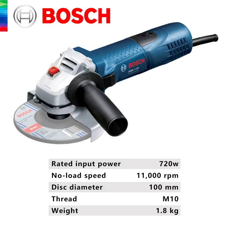 Original Bosch GWS 7-100 meuleuse d'angle filaire 220V polissage Machine de découpe 100mm disques électrique