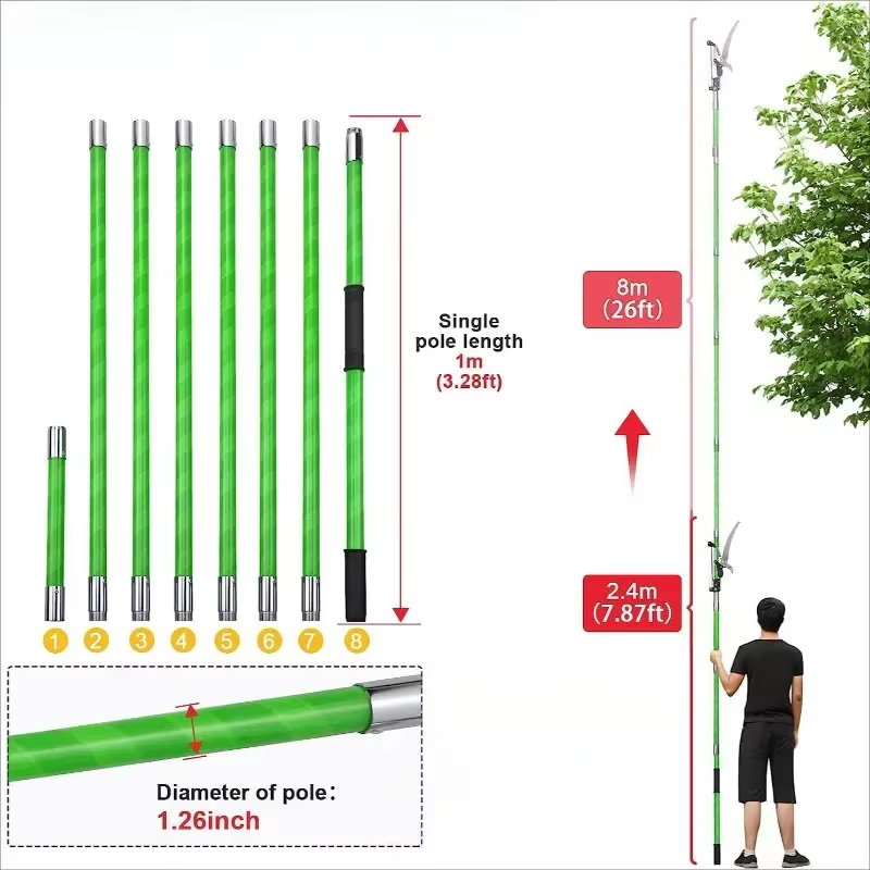 Scie à Branches Hautes 8 Sections 8 M 26 Pieds Rétractable
