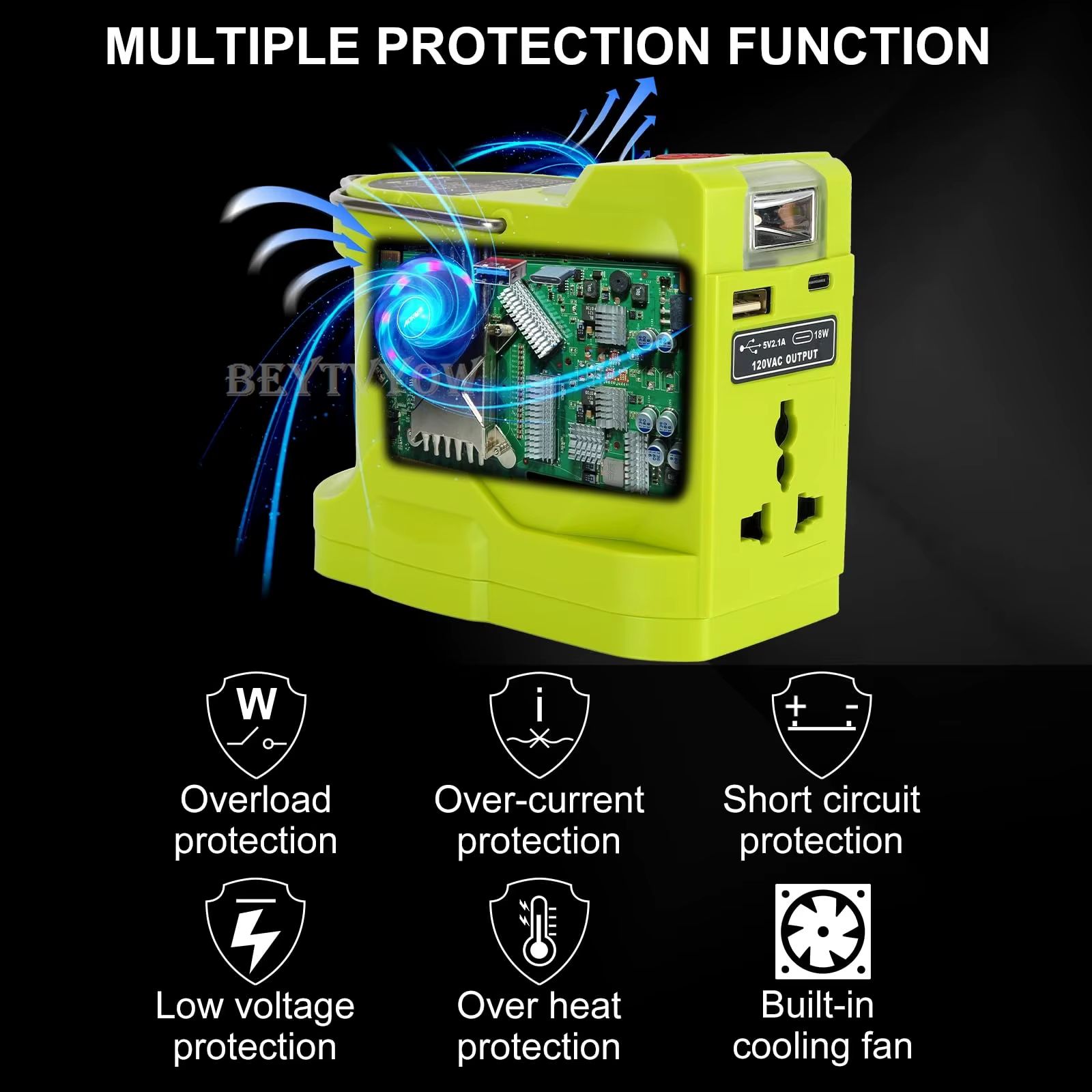 Onduleur d'alimentation pour Ryobi One 18V Batterie 200W DC 18V à AC 110V / 230V Convertisseur d'onde