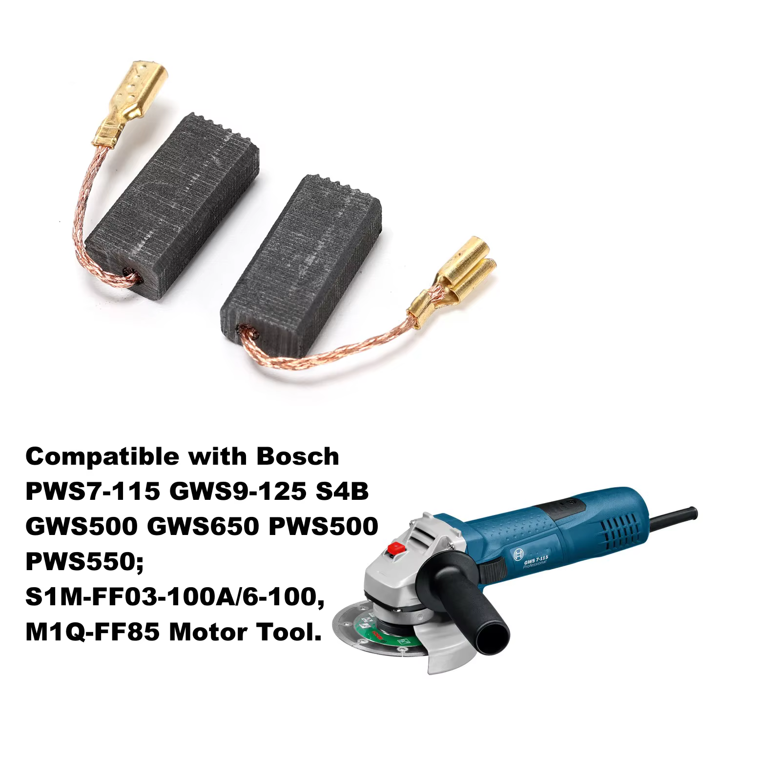 8 pièces outils électriques meuleuse d'angle perceuse balais de carbone (17x7.8x4.9mm) 1607014116 Compatible avec GWS9-125 PWS7-115 Bosch S4B GWS500