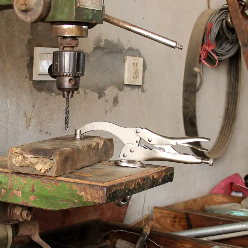 Nouveau 9in perceuse presse étau pince travail du bois tenant avec serrure et levier de déverrouillage