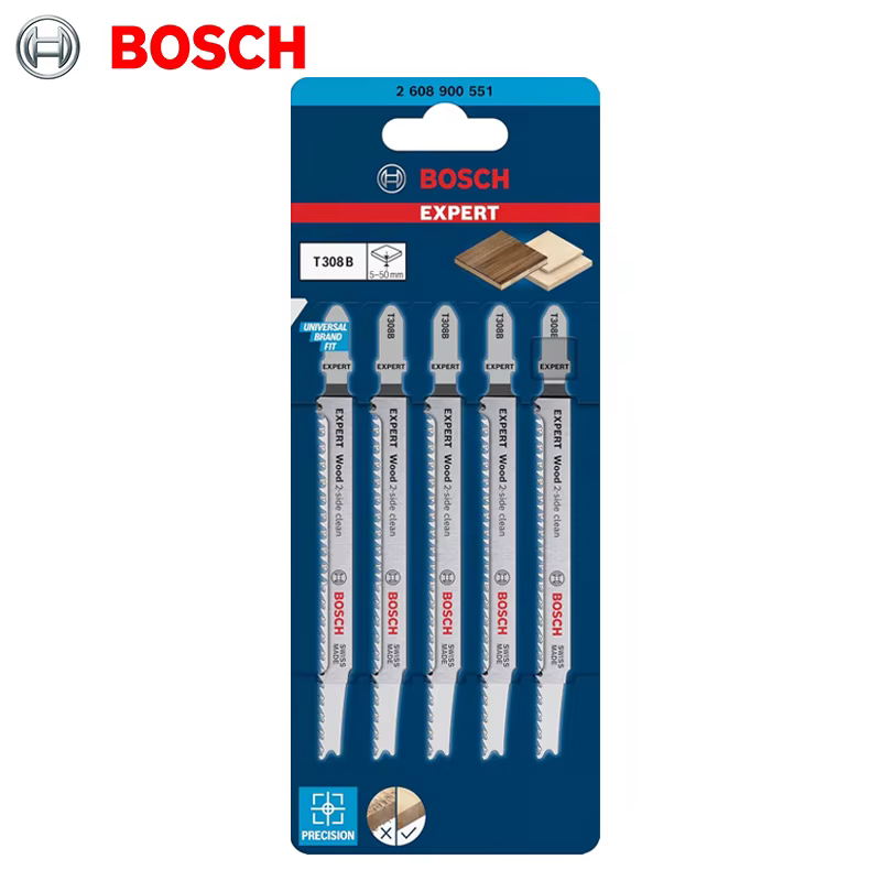 BOSCH 2608900551 5 pièces EXPERT bois 2 côtés propre T308B 117MM lame de scie sauteuse pour planche