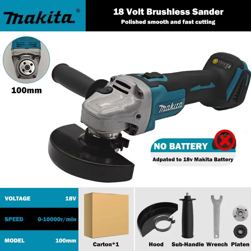 Makita 18V Nouvelle meuleuse sans fil DGA404 avec disque de 125 mm, batterie Li-4-1/2” / 5” 6,0 Ah, pour le meulage du métal et la découpe du bois