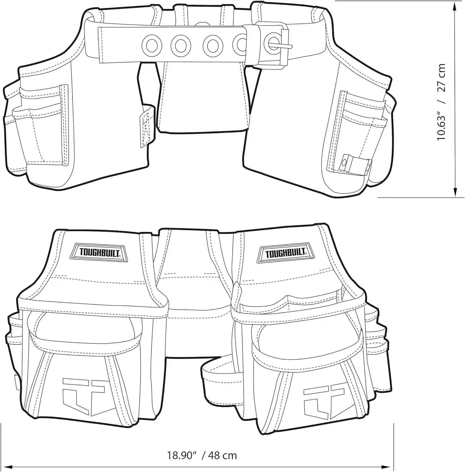 TOUGHBUILT ceinture à outils pratique avec 12 poches
