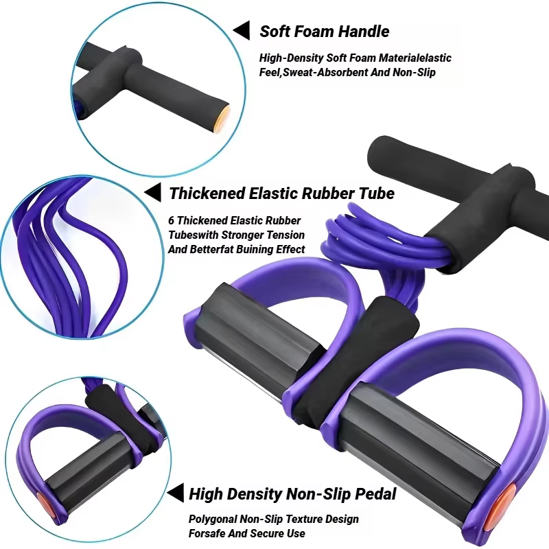 Tendeur de pédale multifonctionnel à quatre tubes, équipement de fitness domestique, bande élastique de yoga, ULde tension abdominale
