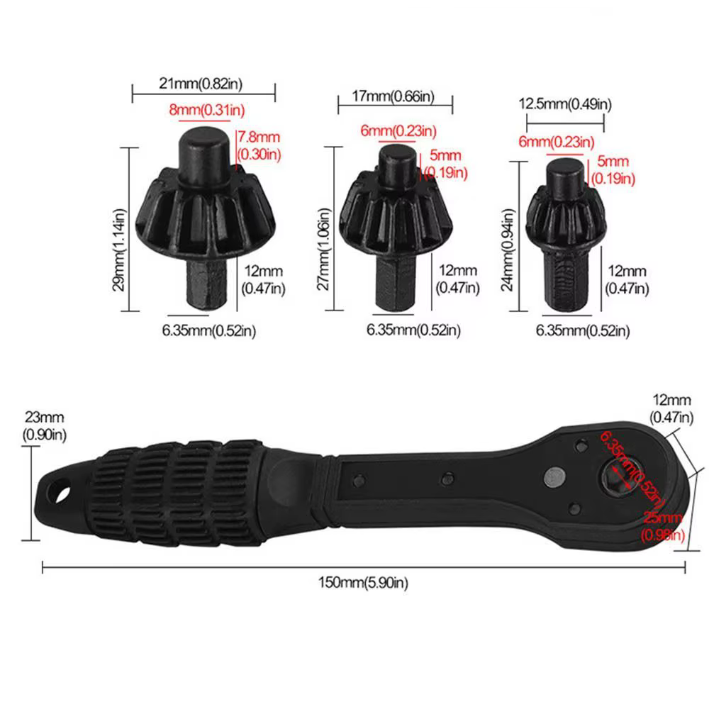 Clé à cliquet à double tête pour mandrin de perceuse