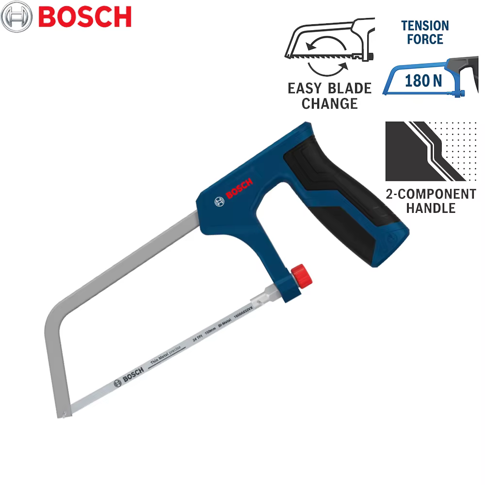 BOSCH – scie à métaux 150/300mm, lame de scie bimétallique à dents fines, poignée antidérapante, pour bricolage à domicile, outil manuel pour couper le métal, les tuyaux en cuivre et le bois