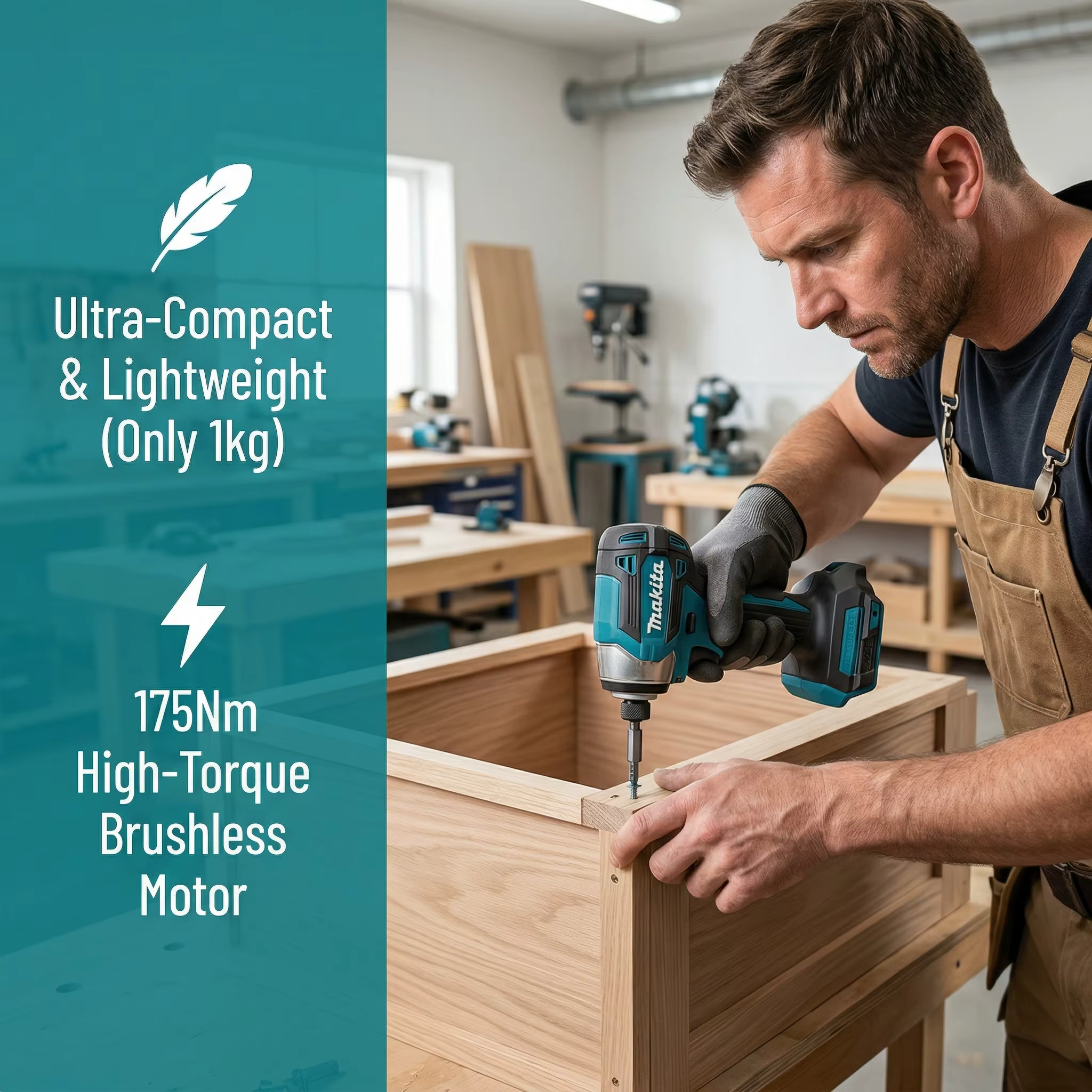 Makita DTD173 Perceuse à percussion sans fil 18V - Perceuse-visseuse électrique pour bois et boulons (Machine nue)
