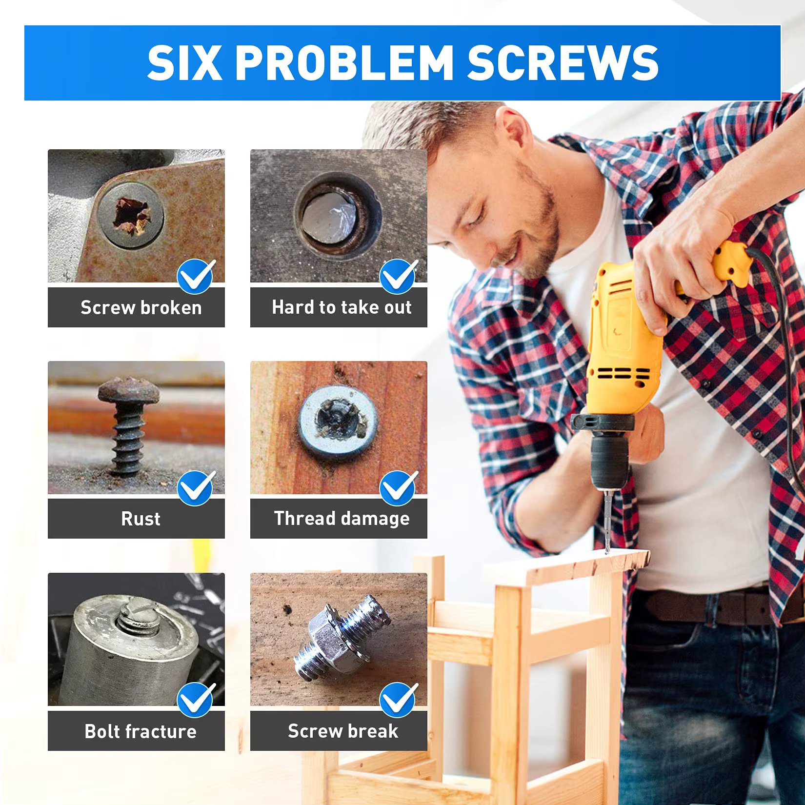 Kit d'extracteur de vis endommagé avec foret d'extension de manchon