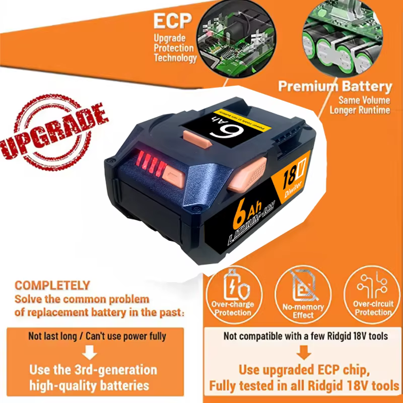 Pour AEG 18V batterie 6.0AH batterie Lithium-Ion pour RIDGID R840087 R840085 L1815R L1850R L1830R R840083 série outil électrique sans fil