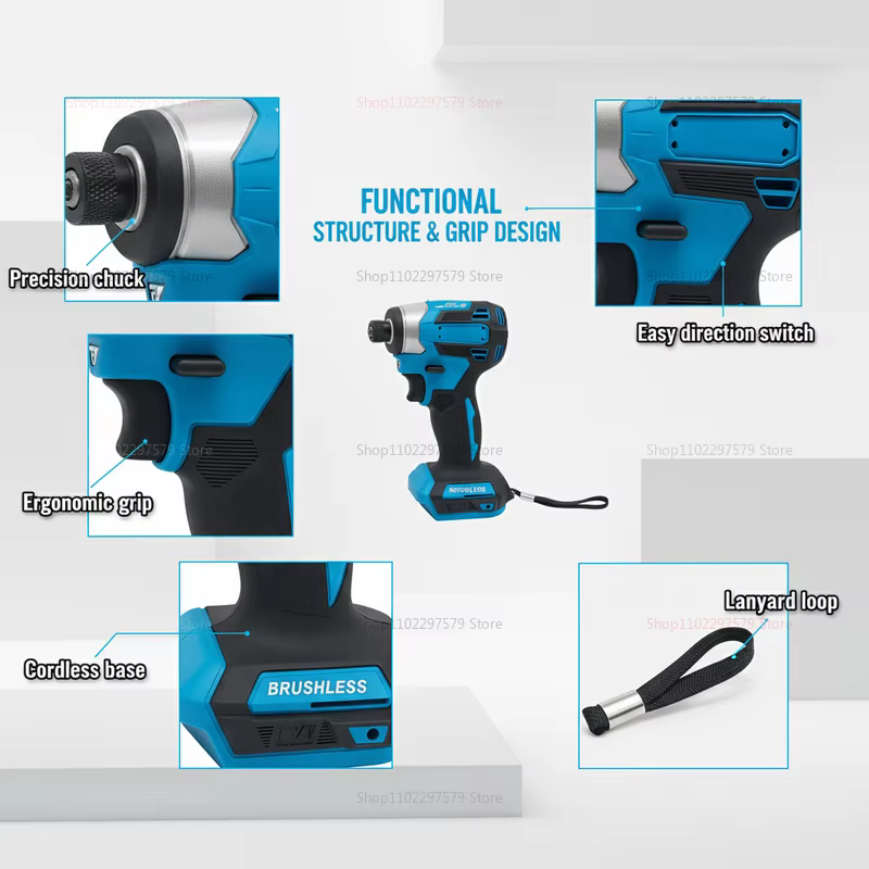 Perceuse à percussion sans fil 18V, outils électriques rechargeables, visseuses 1800 tr/min, idéale pour le bricolage et la construction