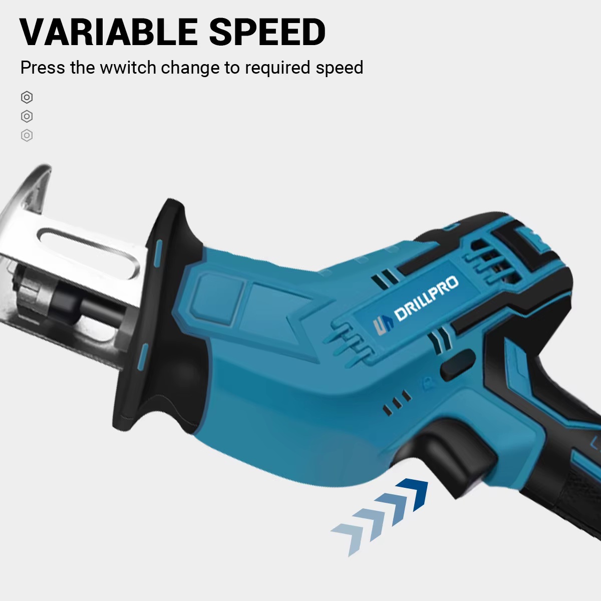 Drillpro 18V scie alternative tronçonneuse sans fil bois métal PVC tuyaux outils de coupe avec 4 lames outil électrique pour batterie