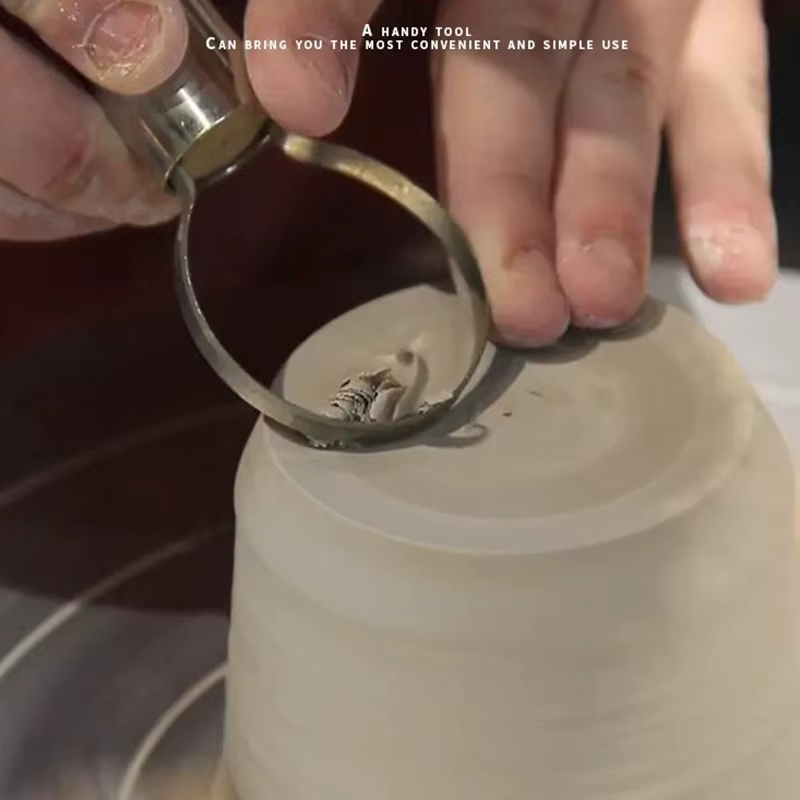 Outil de boucle d'argile, Sculpture d'argile de poterie, ensemble d'outils de boucle d'argile, Sculpture d'argile de poterie en bois, outil à grande boucle avec fil plat en acier 3 pièces