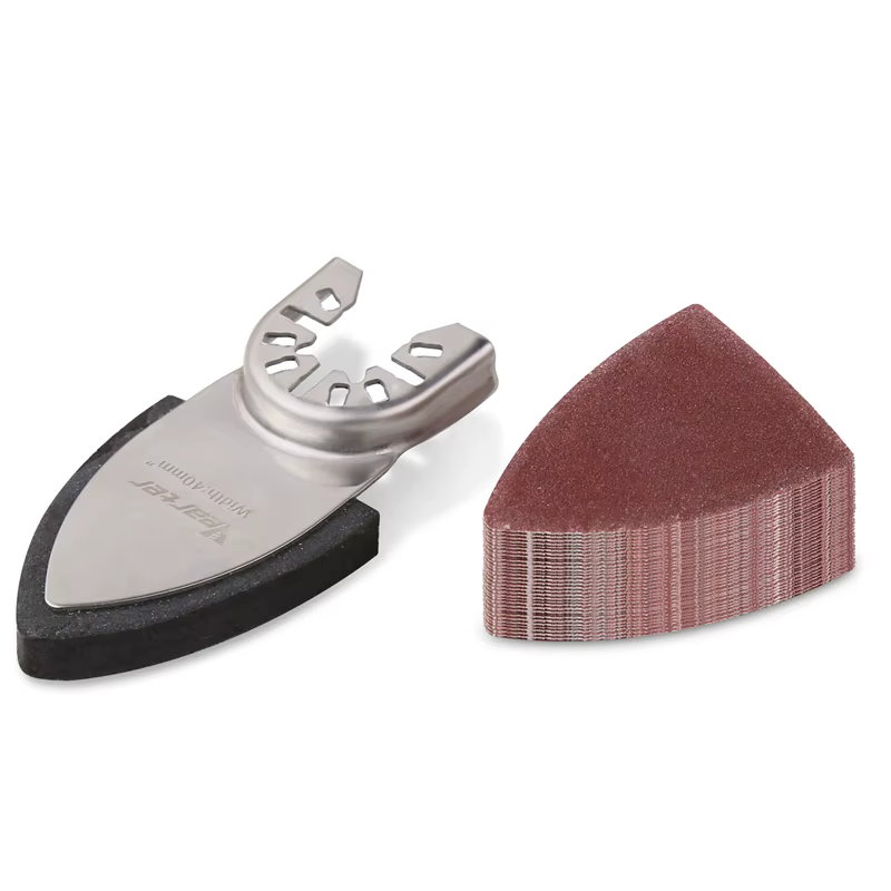 Vearter 31 pièces tampon de sable multi-outils oscillant au doigt avec feuille de papier de verre à crochet et boucle pour le meulage des bavures de bois et le dérouillage du métal