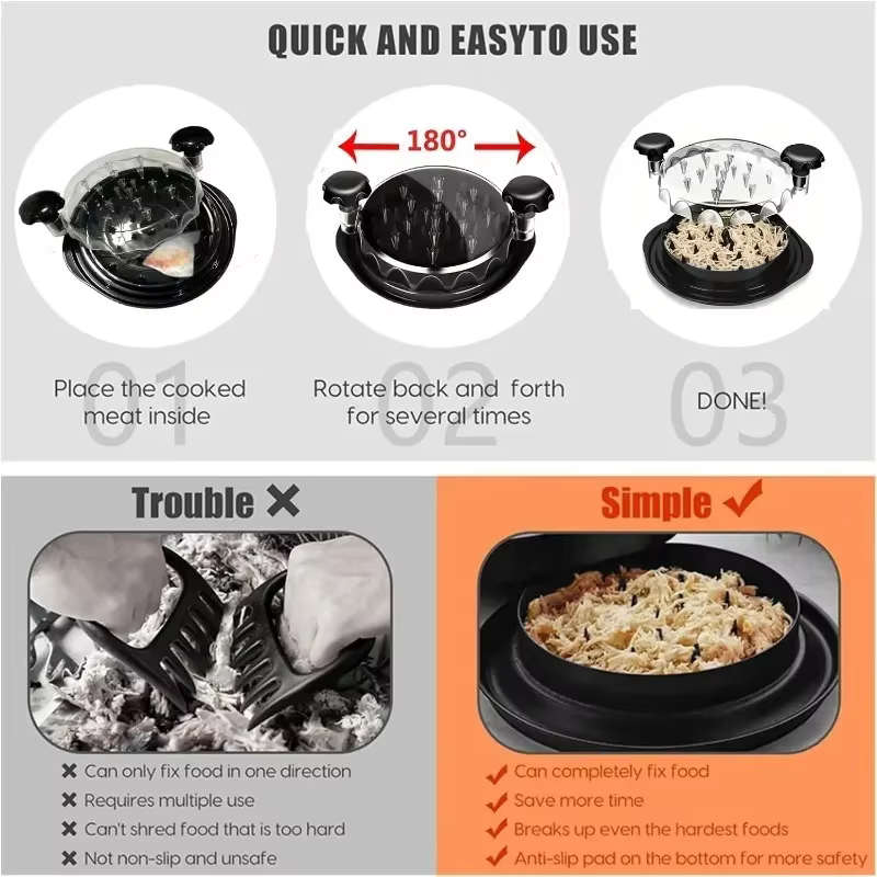 Outil de broyeur de poulet chaud, Machine de broyeur de séparation de déchiquetage de poitrine de viande avec couvercle pour déchiqueter le poulet, le porc et le bœuf