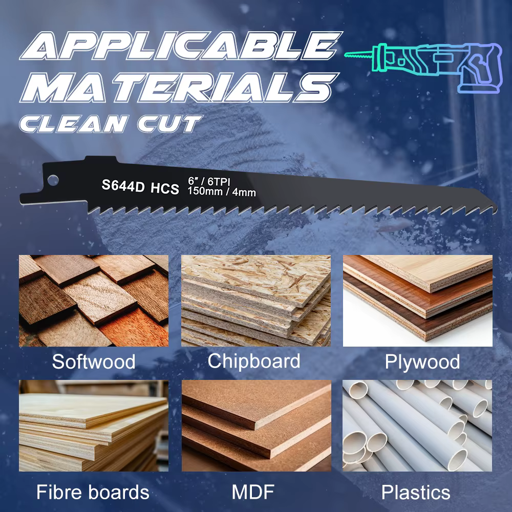 XCAN 1/2/5 pièces S644D lames de scie alternative 6 pouces 6TPI HCS sabre pour couper le bois PVC
