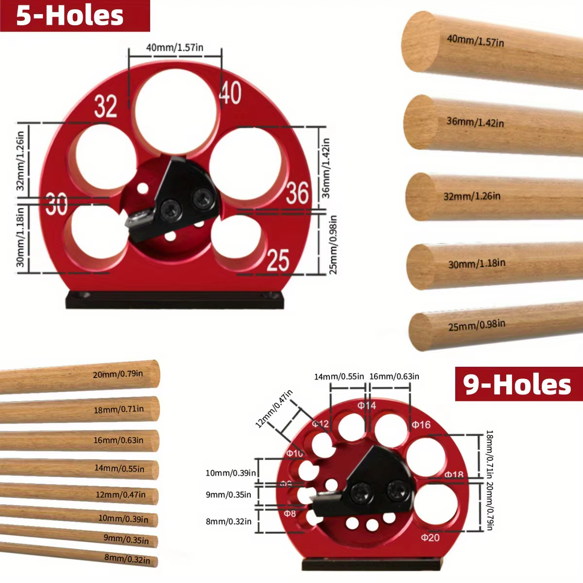 Kit de gabarit de fabricant de chevilles réglables 8-20mm/25-40mm