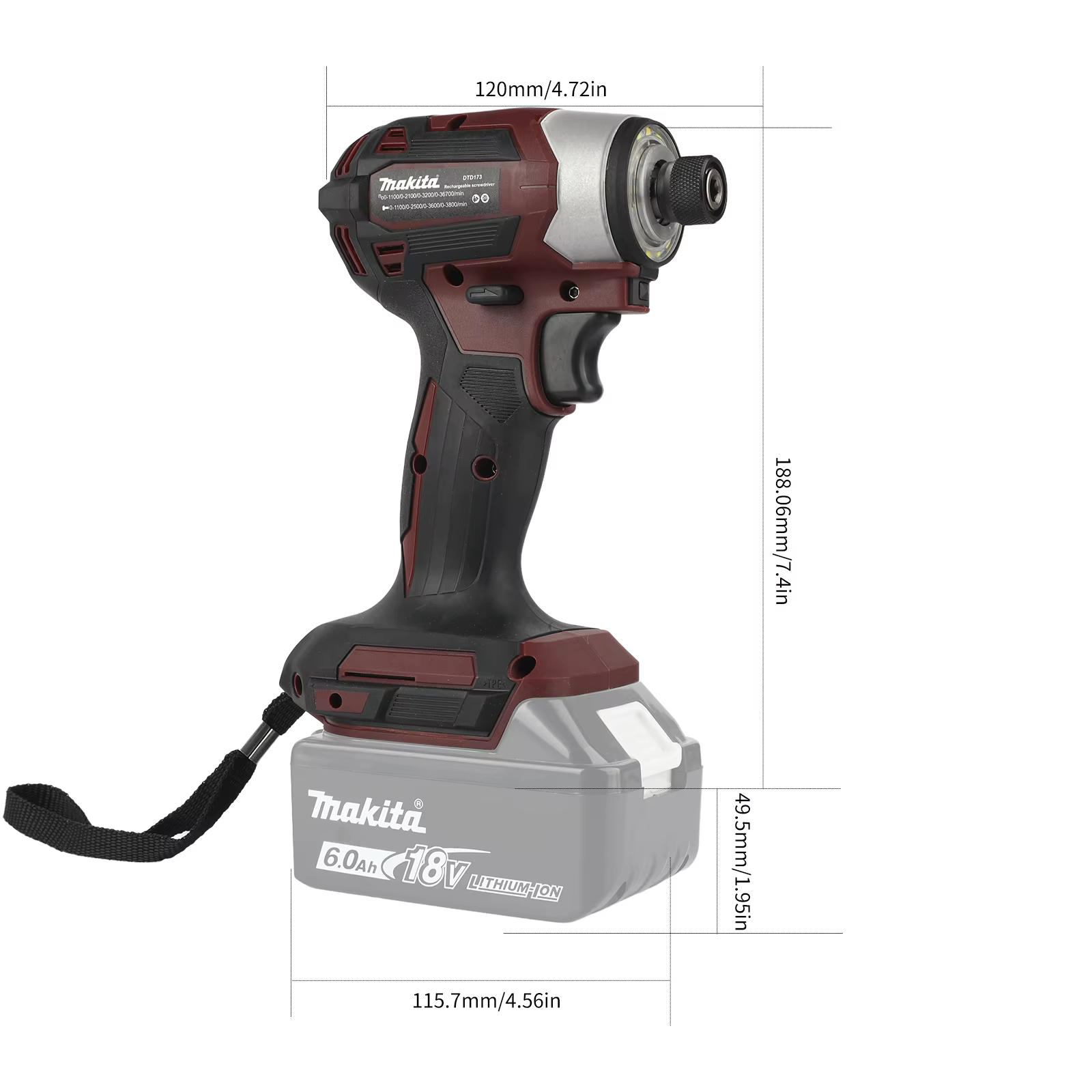 Perceuse sans fil Makita 18V DTD173 marron, outil électrique pour la rénovation et le bricolage, 180 Nm, électrique, bois/boulons/mode T