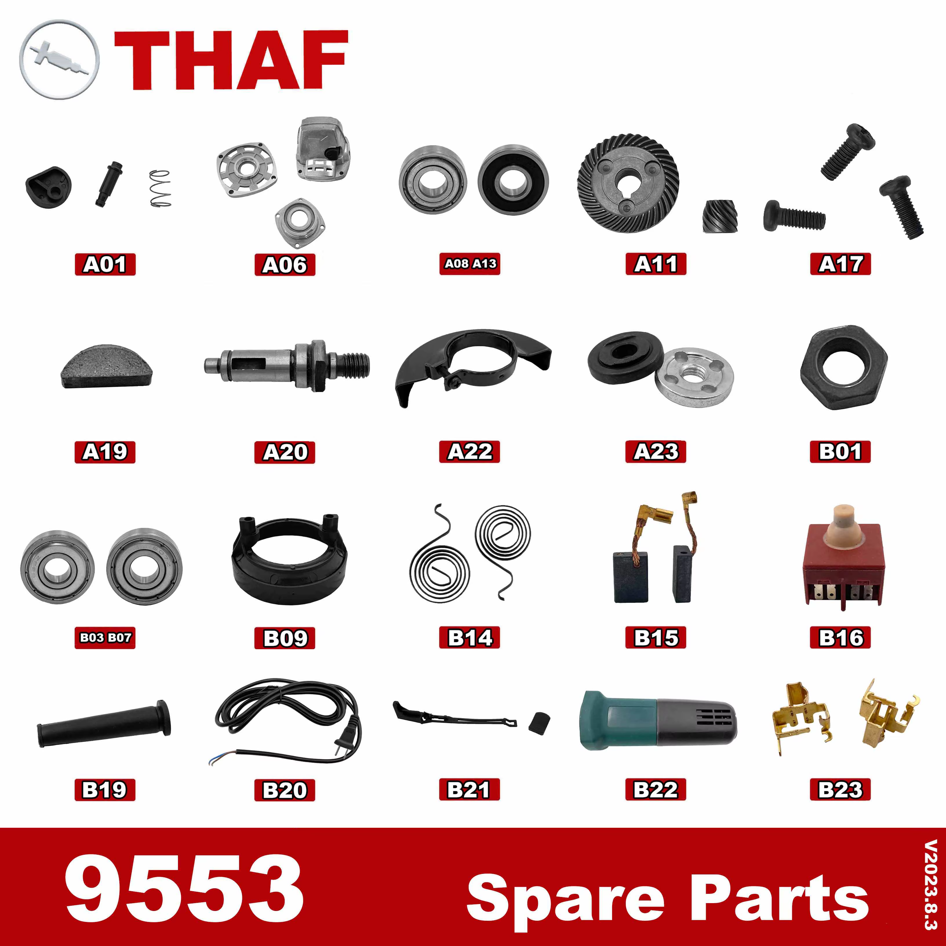 Pièces de rechange Accessoires pour Makita Meuleuse Angulaire 9553 9553NB 9553HB 9553HN 9555HN