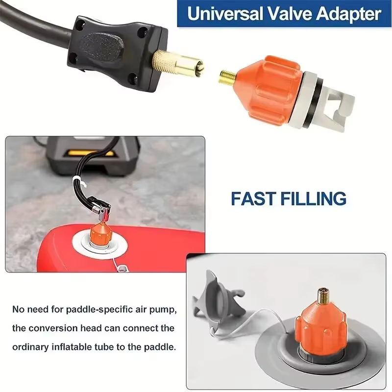 Kit d'adaptateurs de valve d'air multifonction pour planche de SUP, adaptateur de pompe gonflable, kit combiné de connecteurs de pompe à valve d'air pour bateau à pagaie et kayak