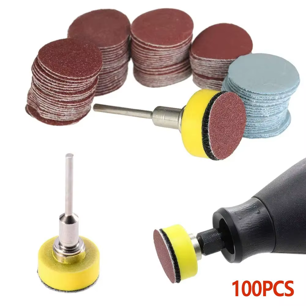 100 pièces de papier abrasif de 1 pouce avec support de ponçage